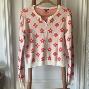 White and orange floral sweater